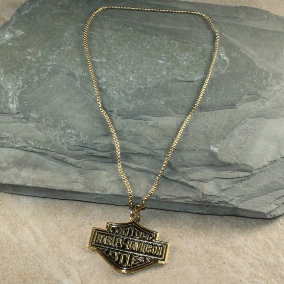 2 Pcs of HARLEY DAVIDSON Bar and Shield Meta Pendant Necklaces - Picture 8 of 11